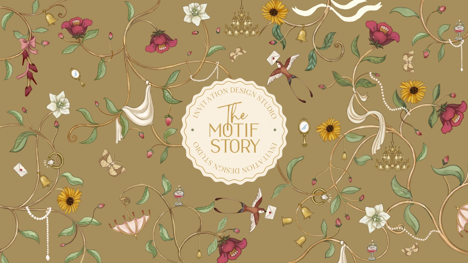 An elegant ivory and gold wedding invitation suite